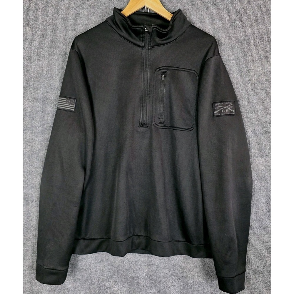 Grunt Style Men's Jacket Size XL Black Half Zip Pullover Waffle Military Hunting